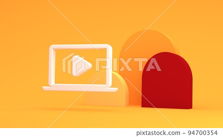 Play video button icon with doorway or portal Play video button icon with doorway or portal 94700354