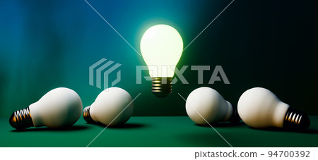 One out unique idea light bulb - 3D 94700392