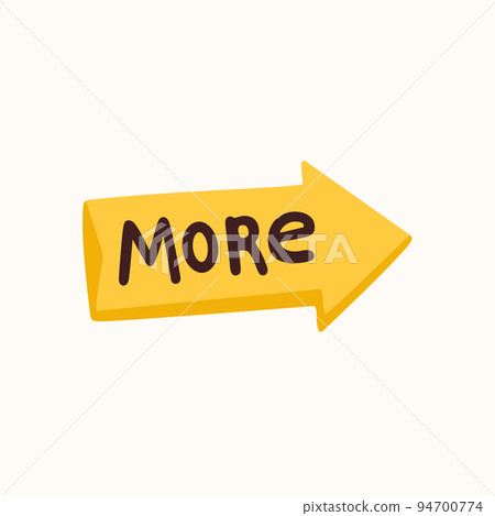 More arrow shape sticker for a social media, making a blog or vlog vector flat illustration. Set of cartoon icons for making internet content 94700774