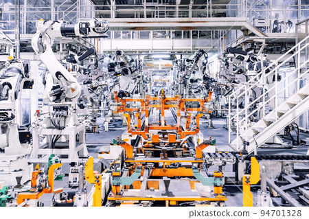 robots in a car plant robots in a car plant 94701328