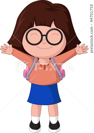 Cute little school girl cartoon 94701758