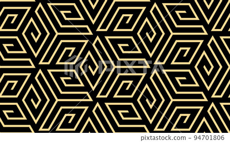 The geometric pattern with lines. Seamless vector background. Gold and black texture. Graphic modern pattern. Simple lattice graphic design 94701806