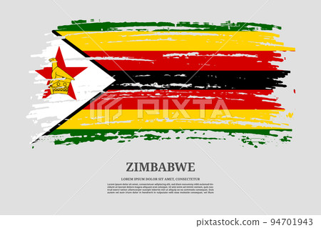 Zimbabwe flag with brush stroke effect and information text poster, vector Zimbabwe flag with brush stroke effect and information text poster, vector 94701943