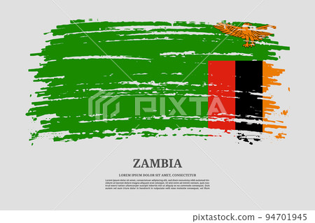Zambia flag with brush stroke effect and information text poster, vector Zambia flag with brush stroke effect and information text poster, vector 94701945
