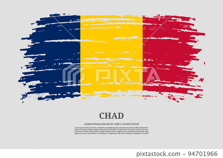 Chad flag with brush stroke effect and information text poster, vector Chad flag with brush stroke effect and information text poster, vector 94701966