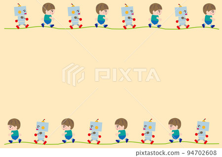 Children and robot frame Children and robot frame 94702608