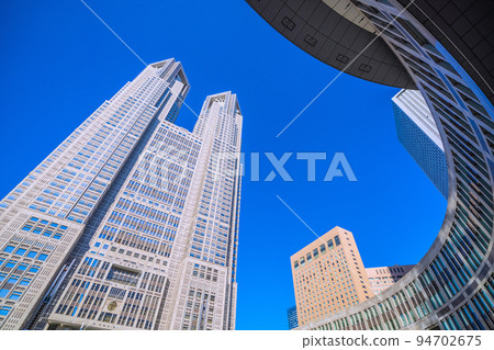 Tokyo cityscape in Japan Tokyo Metropolitan Government Building. A view of the Tokyo Metropolitan Government No. 1 Main Building, bathed in the strong morning sun Tokyo cityscape in Japan Tokyo Metropolitan Government Building. A view of the Tokyo Metropolitan Government No. 1 Main Building, bathed in the strong morning sun 94702675