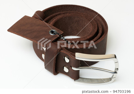 Brown color leather belt with metal buckle 94703196