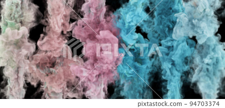 Magic pastel color puffs of smoke. 3D render Magic pastel color puffs of smoke. 3D render 94703374