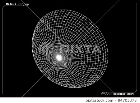 Abstract 3d wireframe shape or basic element with open edge. Science and technology geometric abstraction with deformed shape. Abstract 3d wireframe shape or basic element with open edge. Science and technology geometric abstraction with deformed shape. 94703378