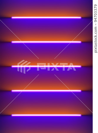 Neon illumination background in Halloween style. Abstract 80s or synthwave backdrop with orange and purple lamp on the wallpaper 94703379