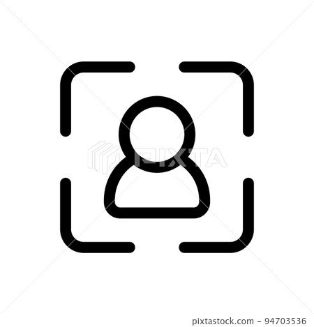 Face vector id biometric icon facial recognition for apps and websites. system sign detection symbol scanning process identification of person 94703536