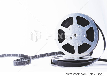 Vintage film strip isolated on white background. Film footage on film. 94703558