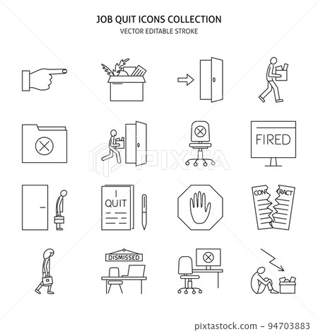 Job quit icon set in line style Job quit icon set in line style 94703883