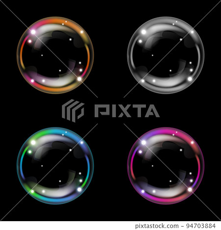 Colorful realistic soap bubbles set 94703884