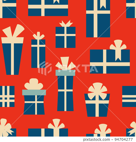 Retro vintage Christmas pattern with gift boxes Retro vintage Christmas pattern with gift boxes 94704277