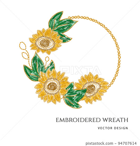 Ukrainian hand made embroidery floral wreath 94707614
