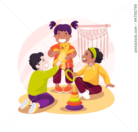 Interacting with other children isolated cartoon vector illustration. Interacting with other children isolated cartoon vector illustration. 94708799