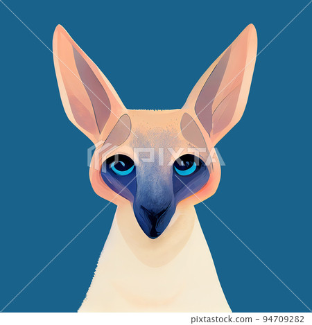 Portrait of a kangaroo on a blue background. Muzzle of a kangaroo. Digital illustration. Portrait of a kangaroo on a blue background. Muzzle of a kangaroo. Digital illustration. 94709282