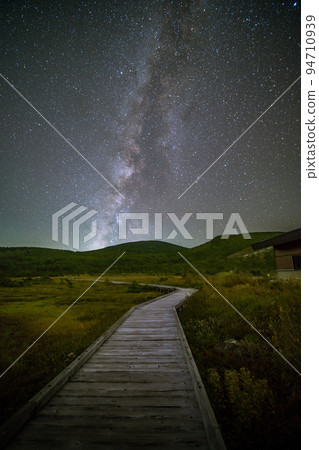 Fukushima City, Fukushima Prefecture Jododaira autumn starry landscape Orion constellation and the Milky Way Fukushima City, Fukushima Prefecture Jododaira autumn starry landscape Orion constellation and the Milky Way 94710939