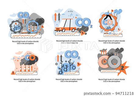 Record high levels of carbon dioxide CO2 in atmosphere. Problems of environment and ecology metaphor 94711218