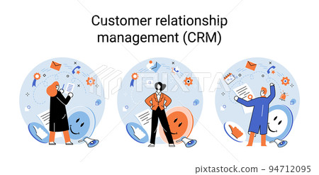 CRM metaphor. Customer Relationship Management. Application software for service organization CRM metaphor. Customer Relationship Management. Application software for service organization 94712095