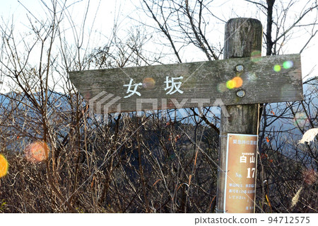 飯山白山森林公園徒步路線旁的路標 飯山白山森林公園徒步路線旁的路標 94712575