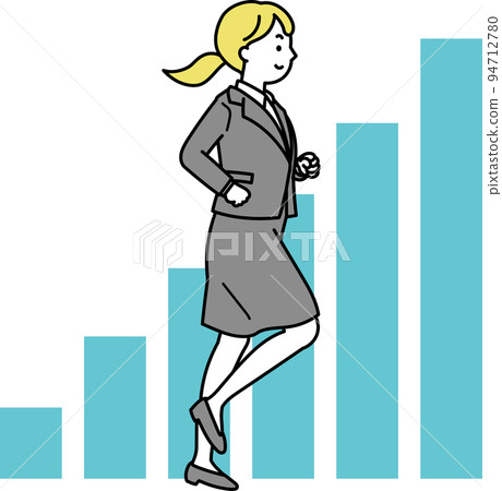 A woman wearing a suit to advance her career Growth curve graph 94712780