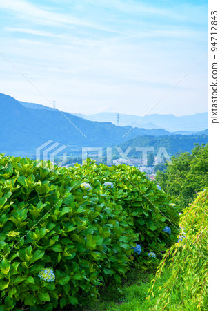 The view from Pocket Park Observatory towards JR Tsukuda Station, near the Kanetsu Expressway IC, early summer season 94712843