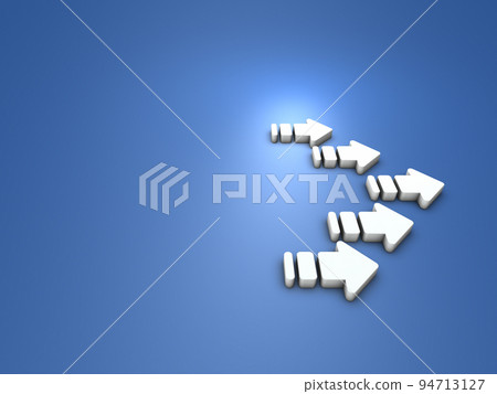 一組箭矢組成一個隊形,向右上角前進。排前進。代表盟友和盟友的抽象概念。 一組箭矢組成一個隊形,向右上角前進。排前進。代表盟友和盟友的抽象概念。 94713127