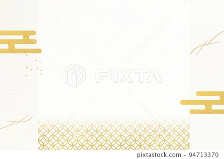 日式背景，金色優雅簡約的裝飾。景泰藍圖案和雲朵裝飾。新年問候和新年禮物的模板。 94713370