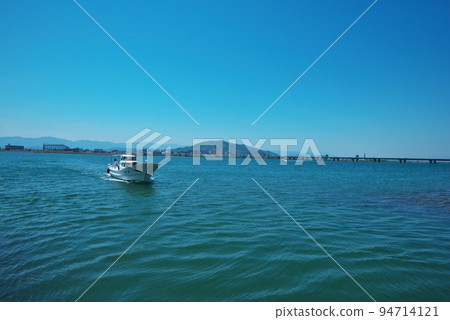 Fishing boat and Yoshino River Fishing boat and Yoshino River 94714121