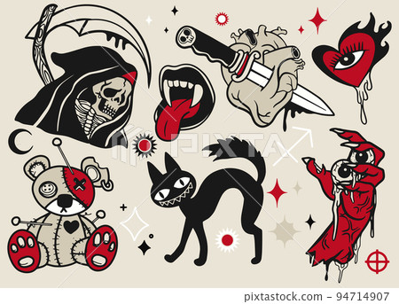 Old school traditional vector flash sheet illustrations,hand drawn clip art and graphic design elements are isolated. Old school traditional vector flash sheet illustrations,hand drawn clip art and graphic design elements are isolated. 94714907