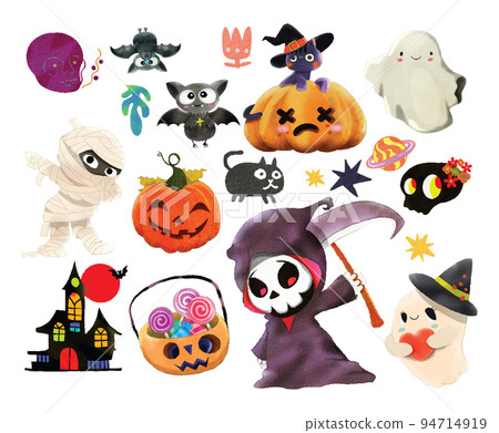 Halloween elements isolated Halloween collection watercolor painting Halloween elements isolated Halloween collection watercolor painting 94714919