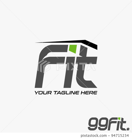 Simple and unique letter or word FIT italic font with cutting image graphic icon logo design abstract concept vector stock. Can be used as symbol related to sport or gym 94715234