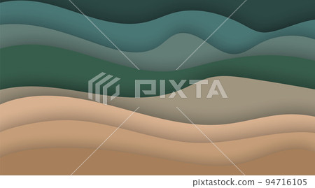 Vector wave texture papercut landscape background Vector wave texture papercut landscape background 94716105