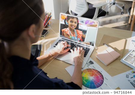 Caucasian female teacher using laptop on video call with schoolgirl learning from home Caucasian female teacher using laptop on video call with schoolgirl learning from home 94716844