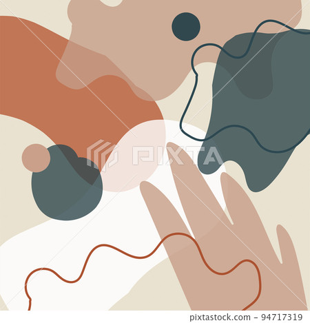 Multiple abstract brown and green shapes on white background Multiple abstract brown and green shapes on white background 94717319