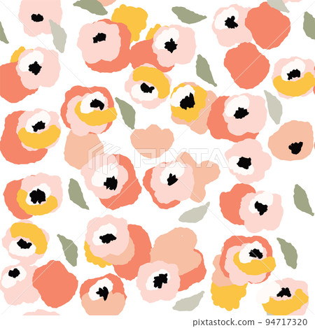 Yellow and orange watercolour flowers painted on white background Yellow and orange watercolour flowers painted on white background 94717320