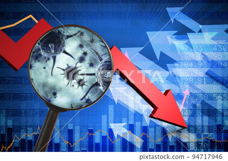 Composite image of magnifying glass. Testing for Coronavirus pandemic Composite image of magnifying glass. Testing for Coronavirus pandemic 94717946
