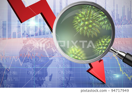 Composite image of magnifying glass. Testing for Coronavirus pandemic Composite image of magnifying glass. Testing for Coronavirus pandemic 94717949
