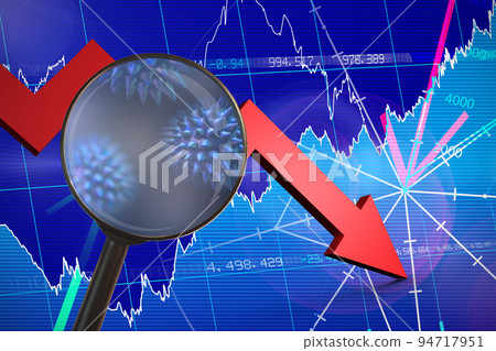 Composite image of magnifying glass. Testing for Coronavirus pandemic Composite image of magnifying glass. Testing for Coronavirus pandemic 94717951