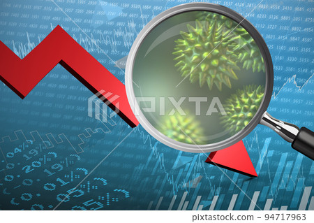 Composite image of magnifying glass. Testing for Coronavirus pandemic Composite image of magnifying glass. Testing for Coronavirus pandemic 94717963
