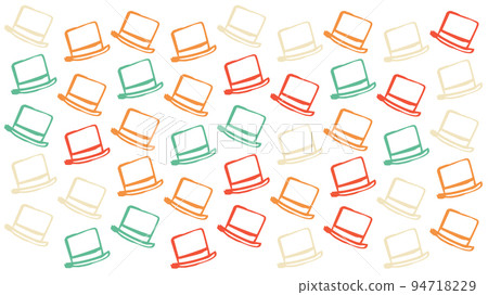 Abstract illustration of multicolor hat icons in seamless pattern against white background 94718229