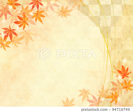 美麗的楓葉-金葉-格子圖案-日本紙壁紙-秋季圖像閃光金色背景材料框架 美麗的楓葉-金葉-格子圖案-日本紙壁紙-秋季圖像閃光金色背景材料框架 94718749