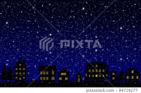 Snowy winter night cityscape 94719277