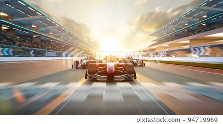 3d render sport racing car fast driving to achieve the champion dream 94719969