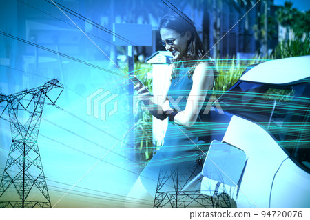 Composite image of blue abstract design 94720076