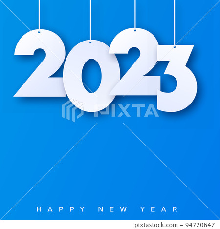 2023 Happy New Year with white text on blue background. Vector 2023 Happy New Year with white text on blue background. Vector 94720647