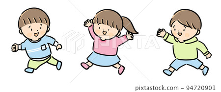 孩子們快樂地奔跑微笑男孩女孩 孩子們快樂地奔跑微笑男孩女孩 94720901